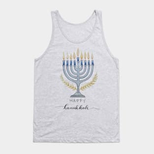 Watercolor Happy Hanukkah Menorah Tank Top